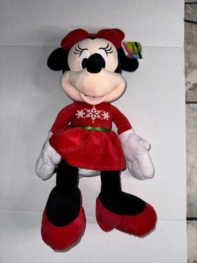 Disney Minnie Mouse Plush in Red Dress with Green Belt